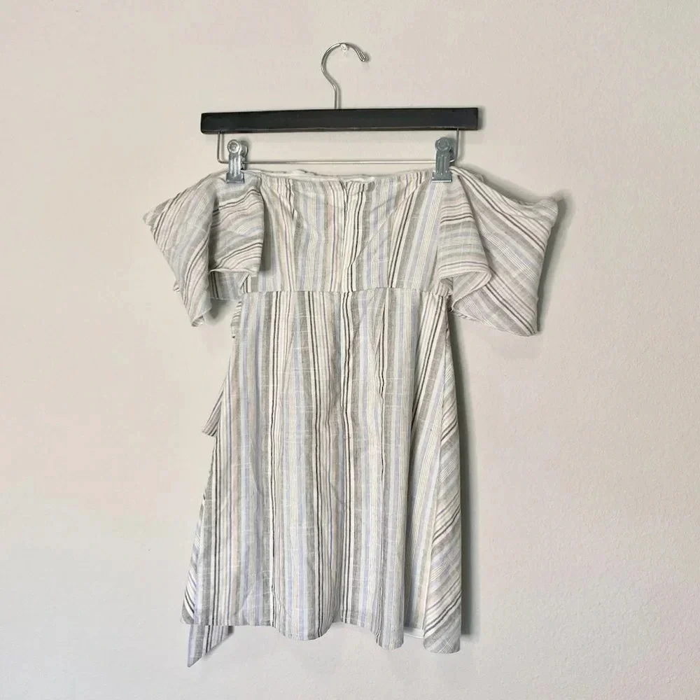 Superdown | Revolve Striped Multicolor Off Shoulder Wrap Mini Dress